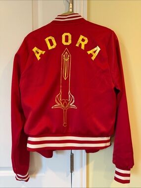 She-Ra Red Bomber Jacket with gold foil accents